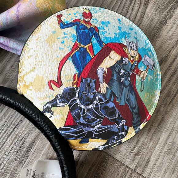 Disney Parks Loungefly Marvel Artist Series Avengers Ears Headband Removable Bow - Picture 4 of 7
